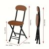 product-fancy-75ecb3fa-29d1-46f2-886c-4dbfa1d80536 1pc Folding Metal Chair with Backrest, Compact Portable Design for Household, Computer Seating, Space-Saving Black Frame with Wood End, Ideal Home Supplies