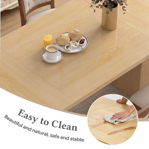 product-fancy-760cfce4-d1b1-4b7a-8bb7-0d4b02aad352 78" Rectangular Dining Table for 6-8 People, Large Modern Kitchen Table with Grooved Wood-Strip Base, Suitabel for Home, Dining Room, Living Room, Farmhouse, Family Gathering.