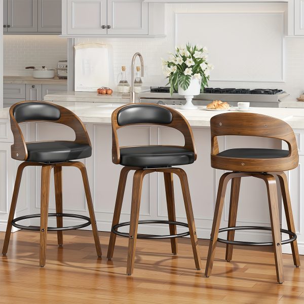 product-fancy-76168cc7-7bbe-469d-8df4-1453be2c8613 3/4pcs Bar Stool Set: Luxurious Faux Leather, Swivel And Armless Kitchen Counter Stools with Thickened Cushion And Back Support, Designed for Kitchen Islands And Bar Counters
