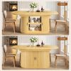 47''-63'' Extendable Dining Table Suitable for 4-8 People, Expandable Modern Fluted Kitchen Table with 2-Tier Storage Shelf, Space-Saving Folding Table for Small Apartments, Folding Mechanism & Natural Wood, Assembly Required