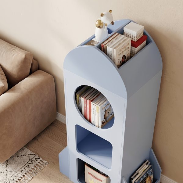 product-fancy-7667a579-6ee1-43ca-bfb0-64cf0812f90f 3-Tier Kids Bookshelf And Storage, Rocket Space Theme Cabinet with Side Shelves, Open Kids Bookcase, Display Organizer for Playroom, Kindergarten, School