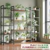 product-fancy-7671a4cd-4e40-4c1d-9f89-31e052896c15 1pc 5 Tier Corner Bookcase, Metal Flower Stand for Plants, Magazine Holders, Wood And Metal Corner MultiShelf Bookcase for Living Room, Kitchen, Home Office, Black