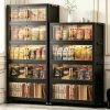 product-fancy-767a9840-fb07-4cef-bd4b-3feded6e6894 No Assembly 2/3/4/5 Tier Foldable Stackable Storage Cabinet, 44.29 Inch Large Capacity Modular Organizer Box with Lid, Rolling Wheels & Magnetic Double Door, Space Saving Portable Multi-Layer Storage Unit, Easy Setup Household Storage Container