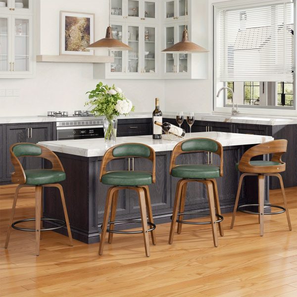 product-fancy-767e5354-2220-422e-8c81-280be70c499d 3/4pcs Bar Stool Set: Luxurious Faux Leather, Swivel And Armless Kitchen Counter Stools with Thickened Cushion And Back Support, Designed for Kitchen Islands And Bar Counters