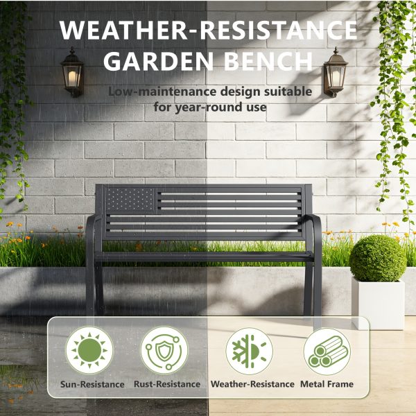 product-fancy-76965002-4525-4d20-ba01-da9cc3a45067 47-inch Pure Iron Casual Bench, Equipped with Ergonomic PVC Mesh Backrest, Non-slip Chair Legs And All-weather Design, Suitable for Outdoor, Garden, Yard And Poolside Areas