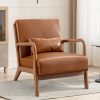 product-fancy-77352b34-837e-4f78-8319-9024c495cf64 Mid-Century Modern Upholstered Accent Chair with Solid Wood Frame & Extra Pillow, Linen Lounge Reading Armchair for Game & Recreation Room Furniture