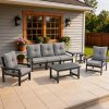product-fancy-774a0f5a-5531-415b-8387-b749aa5aa79f Outdoor Patio Furniture Set, 7pcs HDPE All Weather Free Combination Outdoor Furniture, Patio Conversation Sets W/ Sponge Cushions for Patio, Gaden, Yard Lawn Poolside