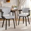 product-fancy-775739f9-3560-4811-a30d-95e2f0c74ee6 Two Ergonomic Wooden Dining Chairs, Curved Bentwood Backrest And Seat, High-Density Foam Cushion, Modern Semi-Armrest Kitchen Chair