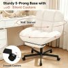 product-fancy-776e2f08-b983-4382-84a4-26ac9794aa99 Vanity Chair with Footrest, Teddy Fleece Vanity Chair, Height Adjustable Swivel Desk Chair, 90°-120° Recline, with Wheels, for Bedroom, Home Office, Makeup