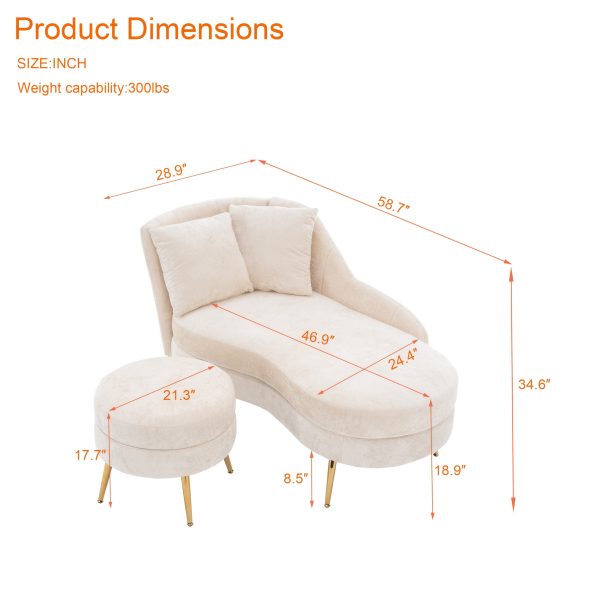 product-fancy-77873f55-88d7-4aa6-8b35-b365cc6795bb 58'' Indoor Chenille Chair with Left Armrest And Lumbar Pillow Upholstered Furniture Lounge Chair, Lounge Sofa for Living Room Bedroom Office with Footstool.