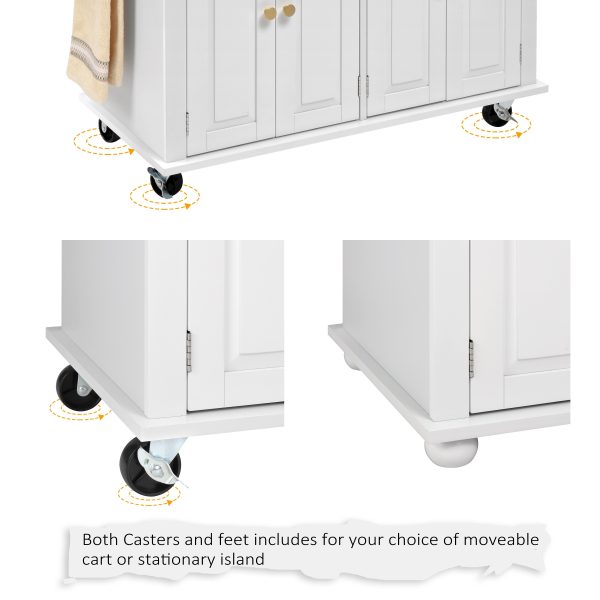 product-fancy-77b62d77-8fb2-4d56-90a9-6b88b3cfe479 Rolling Kitchen Island with Drop Leaf, Thicken Rubberwood Top, Spice Rack, Towel Rack, Drawer, 43.3" Portable Mobile Kitchen Island Carts Table, Storage Cabinet, Both Wheels And Feet