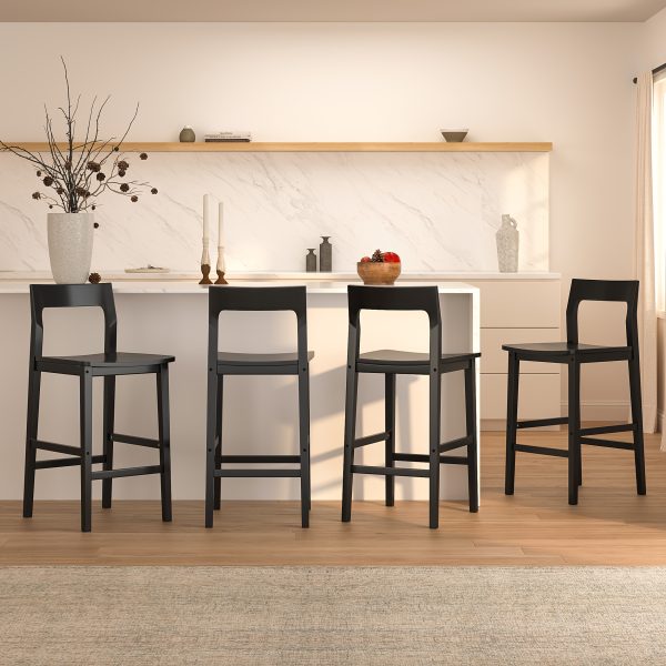 product-fancy-77c54398-816f-40ed-b7a8-397d16f62cee Counter Height Stools Set of 2, Farmhouse 25" Bar Stools with Solid Wood Legs& Back, Mid Century Modern Barstools Chairs for Kitchen Island, Dining Room, Cafe, Pub, Brown, Black