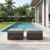 [Outdoor Love Chair] 2pcs Outdoor Love Chair, Wicker Armless Chair, Can Be Combined Sofa Conversation Set, Thick Grey Cushion With 2 Fancy Pillows, For Garden, Pool, Backyard