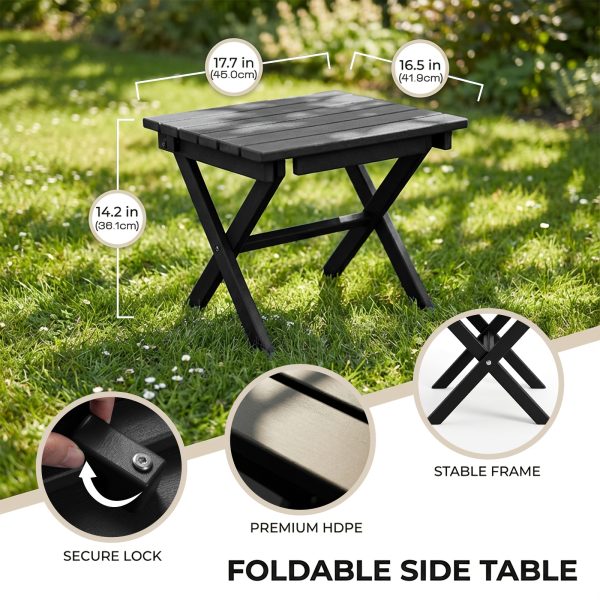 product-fancy-77ea8bd2-e36f-40e1-acf5-d0b194a5f0e1 Collapsible Outdoor Side Table, Durable HDPE Adirondack Table, Convenient Portable End Table, Resistant to Weather for Camping, RV, Poolside, Garden, Suitable for Indoor And Outdoor Use