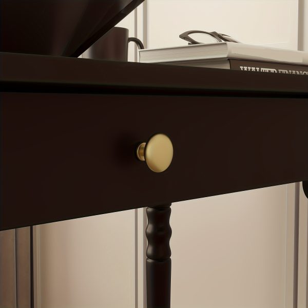product-fancy-7812d3fd-539e-4f4a-992e-3bd942d5dab5 47.2'' Classic Rubberwood Writing Desk with Artistic Legs And Storage Drawer, Modern Computer Desk Workstation with Spacious Desktop, Timeless Design for Home And Office, Black