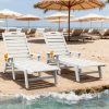 product-fancy-78197674-5b0b-498a-b548-a7059ad8a548 2pcs HDPE Wood Grain Outdoor Chaise Lounge Chairs, 78" All-Weather Patio Poolside Loungers with Wheels & Cup Holders, 5-Position Adjustable Recliners for Backyard & Summer Relaxation