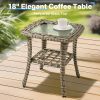 product-fancy-781d9d45-3b4f-4b88-a7cb-bd475ec09565 5pcs Outdoor Patio Furniture Set with 2 Swivel Chairs, 1 Outside Sofa, 1 Side Table and 1 Solar Lighting Glass Coffee Table - All-Weather Wicker Patio Conversation Set Modern Design for Garden, Deck, and Porch Decor