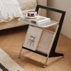 product-fancy-7837abbe-3521-4030-8359-e33bbd4dfde3 Black Z-Shaped End Table Featuring a Glass Top And Magazine Holder, Perfect As a Retro Accent Table Or a Small Coffee Table with Storage for Your Living Room Or Bedroom