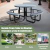 product-fancy-783b6603-71ec-4529-9a0c-36fe79d52f42 Heavy Duty Outdoor Metal Table and Bench Set Compatible for - -Weather Coated Steel Frame & Plastic Tabletop, Easy Assembly Outdoor Furniture for Park, Patio, Playground, School, Campsite - & Low Maintenance