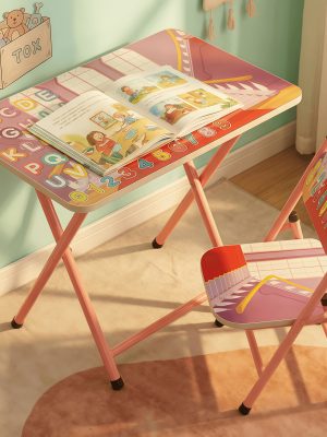 Small Classroom Desk And Chair Set Suitable for Students 3-18 Years Old Youngsters's Study Table Primary School Students Writing Homework Book Table Foldable Home School Desk And Chair Set