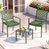 3pcs Outdoor Bistro Set, Stackable Metal Steel Outdoor Table And Chairs, Waterproof Rustproof Patio Furniture Conversation Set for Porch Garden Balcony Backyard, Sage Green