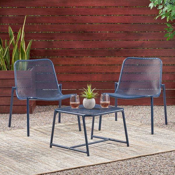 product-fancy-78916742-5d04-44e4-9156-2d2ffe3e8544 3pcs Set Of Wrought Iron Art Outdoor Coffee Tables And Chairs, Durable And Stable, Fashionable And Creative Party, Evening Party, Garden Leisure Chairs, Tropical Style Breathable Mesh Design