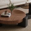 2pcs Set of Modern Round Wood Coffee Table with Geometric Leg Design