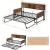 product-fancy-78b4183c-e791-430b-b20c-367cbc261ec1 Homieasy Farmhouse Daybed with Trundle, Twin Day Bed with Charging Station, Heavy Duty Metal Sofa Bed Frame with Pop-up Trundle Bed for Living Room, Bedroom And Guest Room