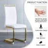Modern Dining Chairs Set of 4, High Back White Kitchen Chairs, Faux Leather Side Chair with Gold Plated Metal Legs, Easy to Install Upholstered Dining Chairs, Ideal for Living Room, Easy to Install (Golden/Silver Leg) Local Warehouse