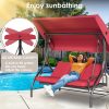 3 Person Patio Porch Swing Outdoor Converting Swing Glider Hammock with Adjustable Canopy, Cushions for Outside Backyard, Garden (Pillow Not Included)