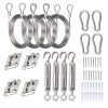 Stainless Steel 48pcs Sunshade Sail Hardware Kit - Triangular And Square Awning Fixing Accessory Set - for Outdoor Use, Includes Screw Buckles, Spring Hooks, Eye Pads, PVC Coated Steel Wire Rope, And Screws