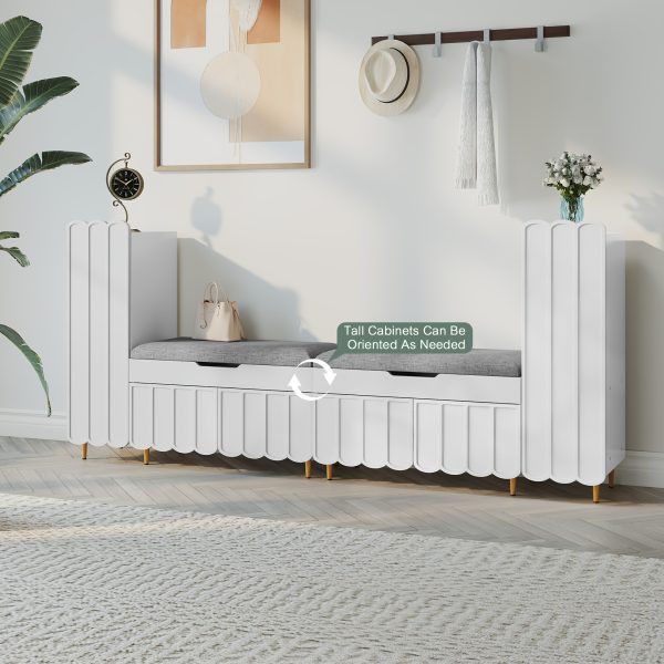 product-fancy-78db8e03-b3c5-4ca9-82c4-4368a4a4ed6a Shoe Organizer Cabinet, Entryway Bench With Adjustable Shelves And Cushioned Seat, Unique L-Shaped Bench Cabinet For Entryway