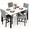 product-fancy-78e65e33-219f-457c-92e2-d54a7091abc8 LAMERGE 5pcs Of Dining Table Set, Dining Room Table Set Can Be Used By 4 People, Kitchen Table Set, 1 Artificial Anti-marble Pattern Table And 4 Metal Legs Chairs, Suitable for Living Room, Dining Room, Kitchen Furniture