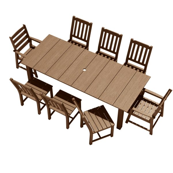 HDPE Plastic Wood Patio Table and Chair Set, Outdoor Garden Leisure Table and Chairs, Durable and Easy to Clean