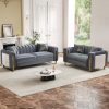 product-fancy-790de830-522b-4f14-ab15-f1a83a5d6ac7 Set of 2 67" 2-Seater/ 84.7" 3-Seater Chesterfield Sofas Luxury Velvet Couches Modern White And Golden Sofas for Living Room, Mid-Century Victorian Loveseats with Removable Cushions And 2 Toss Pillows And Golden Metal Legs