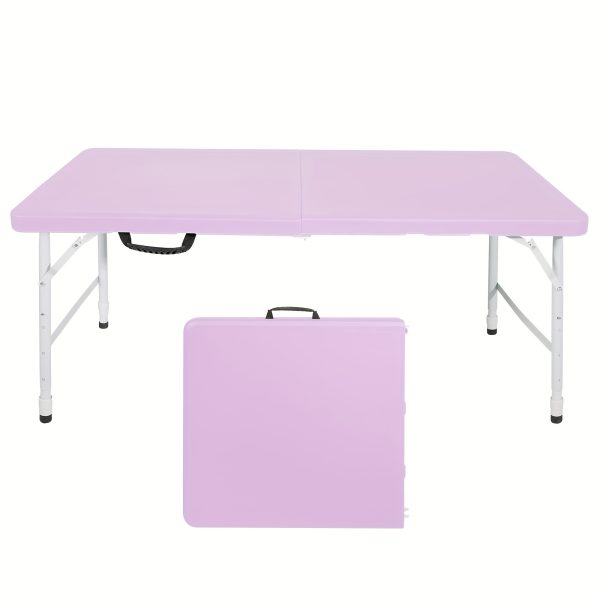[Portable Picnic Table] Folding Table Purple Yellow Bule Portable Plastic Picnic Dining Table Fold-in-Half for Camp Party Kitchen Indoor Outdoor 4ft