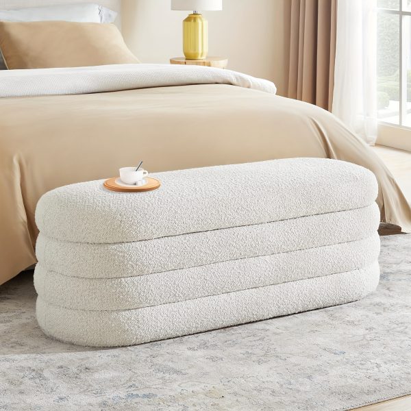 product-fancy-791133d5-c776-498d-86c7-70f6ae8cdc4b Storage Ottoman Bench 49.2 Inch Upholstered Fabric Storage Bench for Bedroom End of Bed Aesthetic Large Oval Storage Ottoman for Living Room Entryway