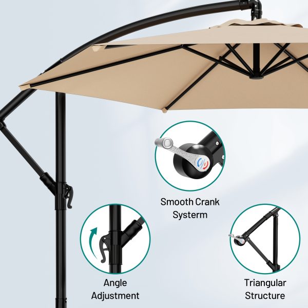 product-fancy-7921f9fd-7366-489a-ad8a-17048c99b8ee 10-Foot Cantilever Patio Umbrella Featuring an Infinite Tilt Mechanism, Offset Outdoor Umbrella with a Cross Base, Durable Crank Lift Market Umbrella Suitable for Yards, Gardens, And Decks (Weighted Base Sold Separately)