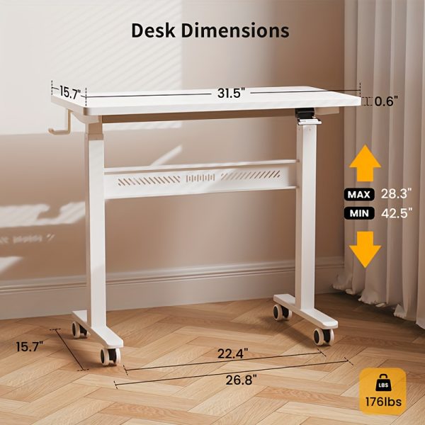 product-fancy-792546f0-0534-49a4-a0e9-9b5ad994a68d Wheeled Mobile Standing Desk, Pneumatically Adjustable Height Desk for Walking, Rolling Computer Workstation for Home Office