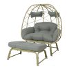 product-fancy-7945c50f-f82d-4edc-a204-42f87aae9fb0 Large Double Egg Chair with Stand for Outdoor Use, Spacious Hammock Chairs for Two, Lounge Chair with Ottoman, Extra-Large Patio Chair with Footrests, Cushions, Wicker Rattan Swing for Garden Or Backyard