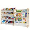 product-fancy-79953aee-ec2c-493e-af4e-b2d356e10784 2in 1 Kids Bookshelf And Child Storage Organizer with 12 Bins And 4 Tier Book Shelf for Playroom, Classroom, Nursery Room, Bedroom, Kindergarten, School, Perfect Gift for Christmas, Halloween, Thanksgiving, Easy to Installation, Space Saving
