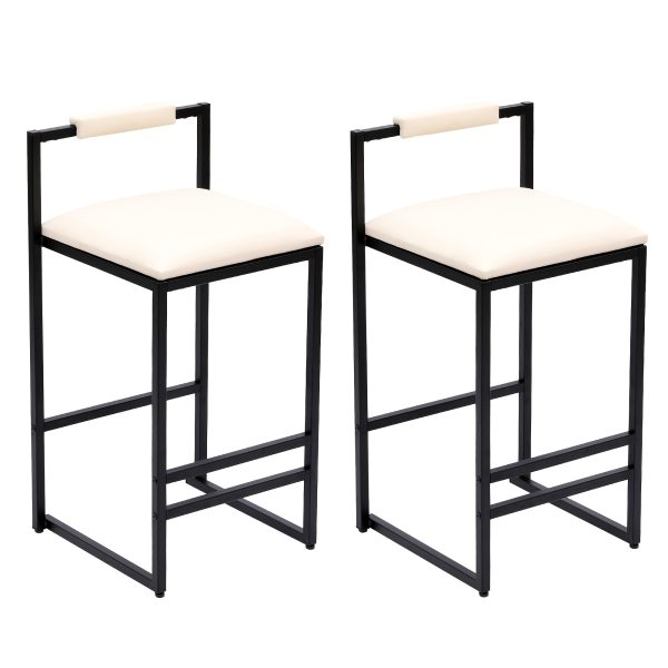 product-fancy-79a298fb-210a-4c1d-87b8-e5548aaed15e Set Of 2 Modern Oriental Style Bar Stools, Velvet Upholstered Counter Height Chairs with Backrest & Footrest, Golden Metal Frame Kitchen Island Dining Stools, Multi-Color & Multi-Finish New Asian Aesthetic