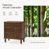 product-fancy-79df3bd0-19ba-4cb3-9471-a94547586acf French Country 3-Drawer End Table with Paulownia Wood - Space-Saving 30-Inch Rustic Nightstand, Assembly for Living Room, Bedroom, Entryway - Compact Storage Furniture ( Wood Grain)