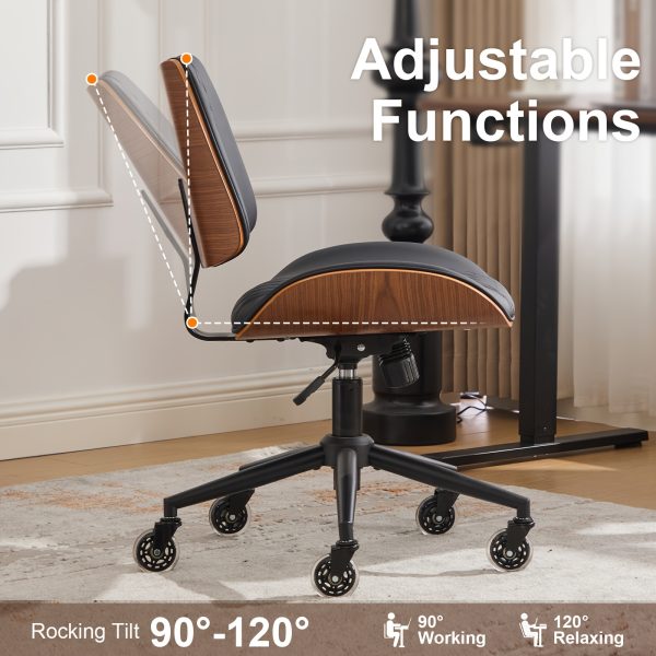 product-fancy-7a13cd83-4bc6-4efd-8d8f-f89d9f1e3258 Armless Home Office Executive Chair, Desk Chair with Low Back Lumbar Support, Ergonomic Computer Desk Chair with 360° Swivel Wheels for Adult Work And Study, Black/Beige/Brown
