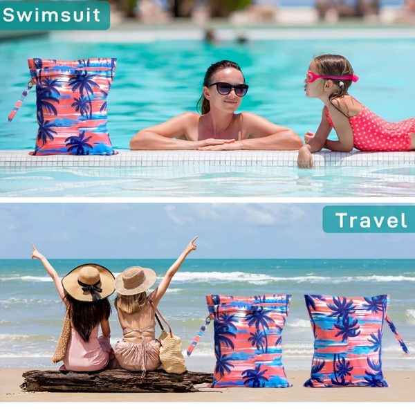 product-fancy-7a7da7b4-04e1-4722-8b38-2d48b1e83753 Reusable Wet Storage Bag with Tropical Palm Print Pattern, Designed for Diaper Storage. Dimensions: 9.84in*12.2in. Perfect for Storing Swimwear, Travel Essentials, Beach Items, and Pool Supplies. Ideal for Themed Gifts and Holiday Presents