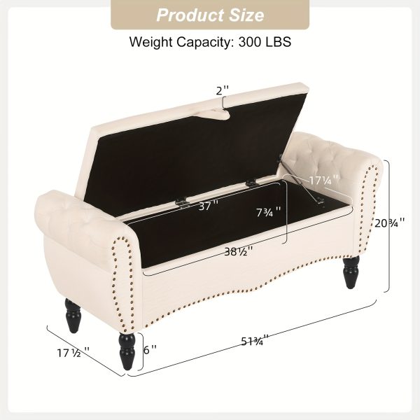 product-fancy-7a942dc1-810d-453f-99c4-007eb1fc2fb9 Mid-Century Modern Large Capacity Wooden Storage Box, Bedroom End of Bed Chair with Roll-Up Arms - Spacious Storage Space, Flip-Top Design, Perfect for Bedroom, Living Room, Hallway - Durable, Sturdy, Easy to Assemble