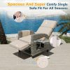 product-fancy-7a9f46a5-6e6b-4ace-a3b4-1cad9a088af5 Outdoor Patio Recliner Chair, Independent Adjustable Backrest Up To Lay Flat & Extended Footrest, Flip-Up Side Table, Removable Cushion, All-Weather Wicker, Aluminum Metal Frame For Porch Balcony Garden Poolside