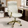 product-fancy-7aeb29e2-b6c8-4122-8821-49c47ad068ef Executive High Back Office Chair With Tufted Design, Ergonomic Computer Desk Chair With Padded Armrests, Faux Leather Task Chair With Golden Metal Frame
