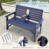 product-fancy-7af2fe24-95ad-4c05-844a-f302a862c0c8 HDPE All Weather Outdoor Patio Bench Furniture With Cup Holders, 2-3 Persons Garden Bench With 700 Lbs Weight Capacity, Patio Benches For Outdoors, Garden, Porch, Backyard And Park