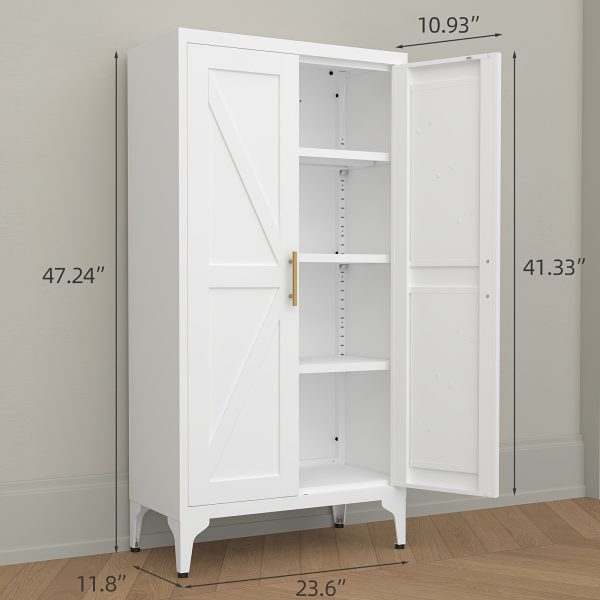 product-fancy-7afd9b7c-94f9-423d-9892-c1d0a1b93071 Metal Storage Cabinet, Metal Kitchen Pantry Cabinet, Food Pantry Storage Cabinets With Doors And Shelves, Large Steel Storage Cabient For Dinning Room, Laundry Room, White/Black